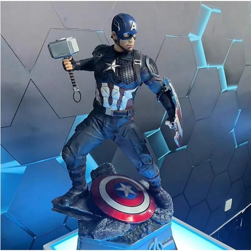 65cm The Avengers Figure Captain America Standing Posture Model Resin Anime Action Series Desktop Ornaments Holiday Gifts Toy