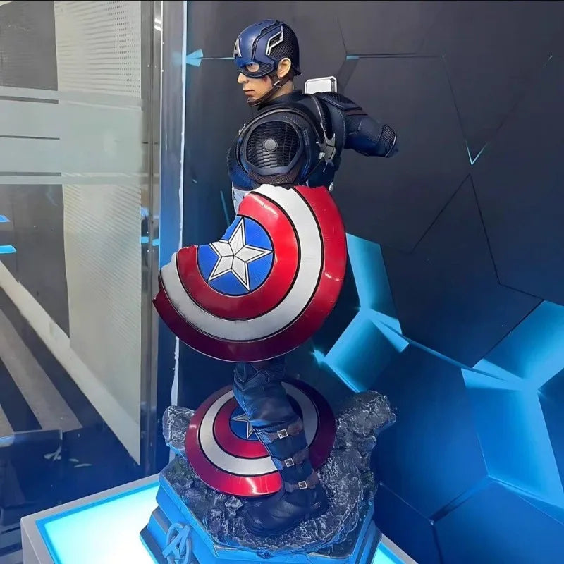 65cm The Avengers Figure Captain America Standing Posture Model Resin Anime Action Series Desktop Ornaments Holiday Gifts Toy