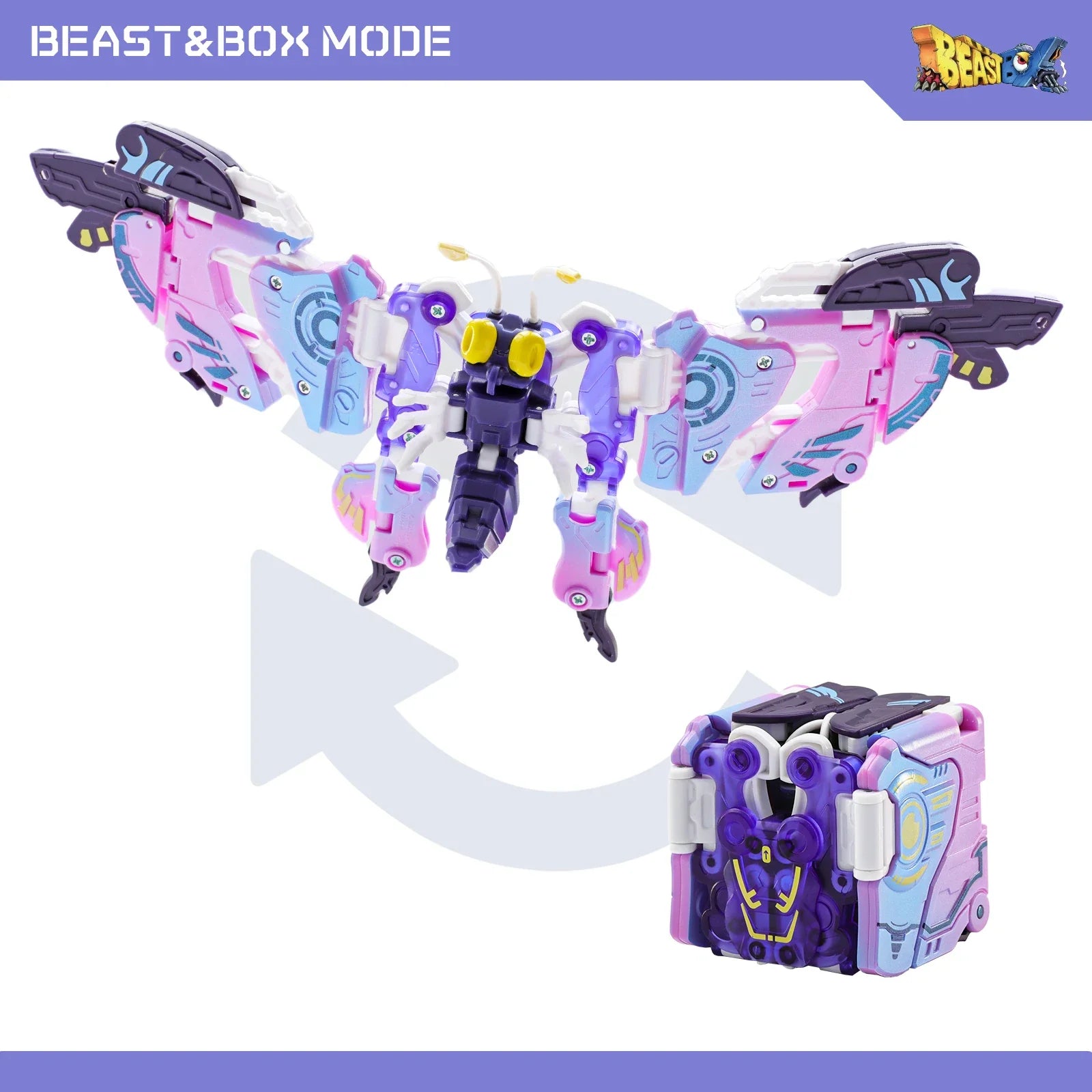 52TOYS Beastbox BB-56 BULLET Butterfly Deformation Robot, Converting in Mecha and Cube, Action Figure, Collectible Gift