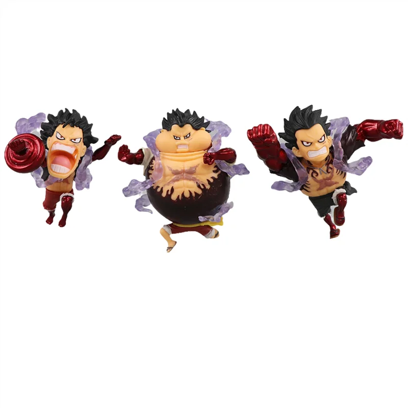 5pcs/set Q Version Anime One Piece Gear 4 Luffy Action Figure Elastic Man Cute Statue PVC Model Toys Collection Children Gifts