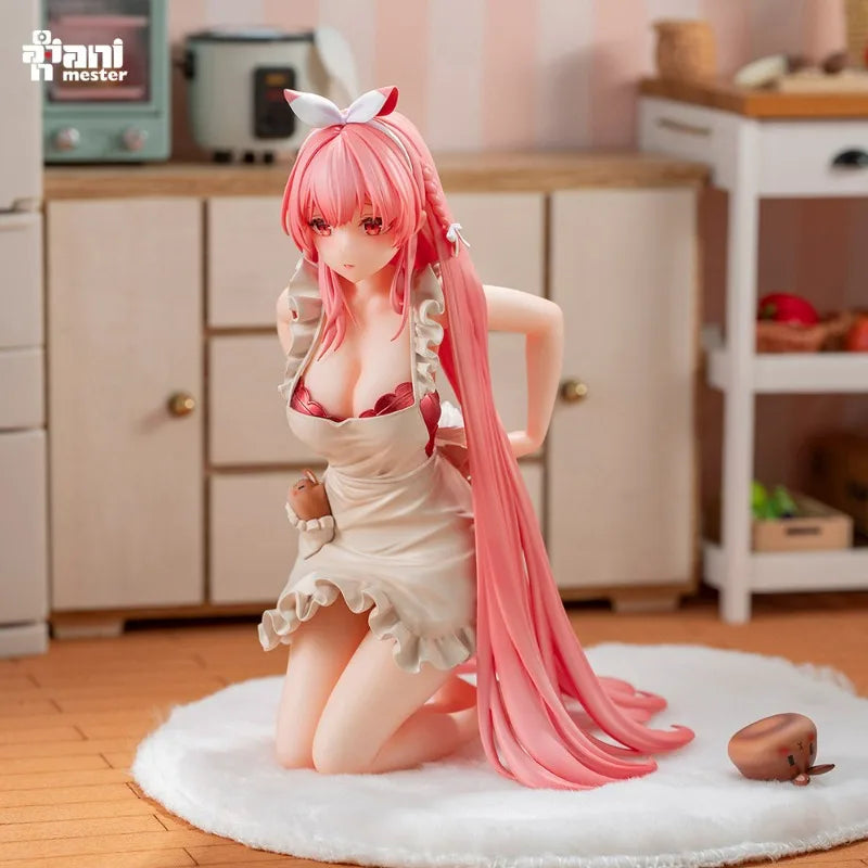 AniMester Weißes Kaninchen Rosu Schürze Brot Kaninchen 1/7 Fertigmodell Figur Dekoration Puppe Süße Action Anime Trendiges Überraschungsgeschenk