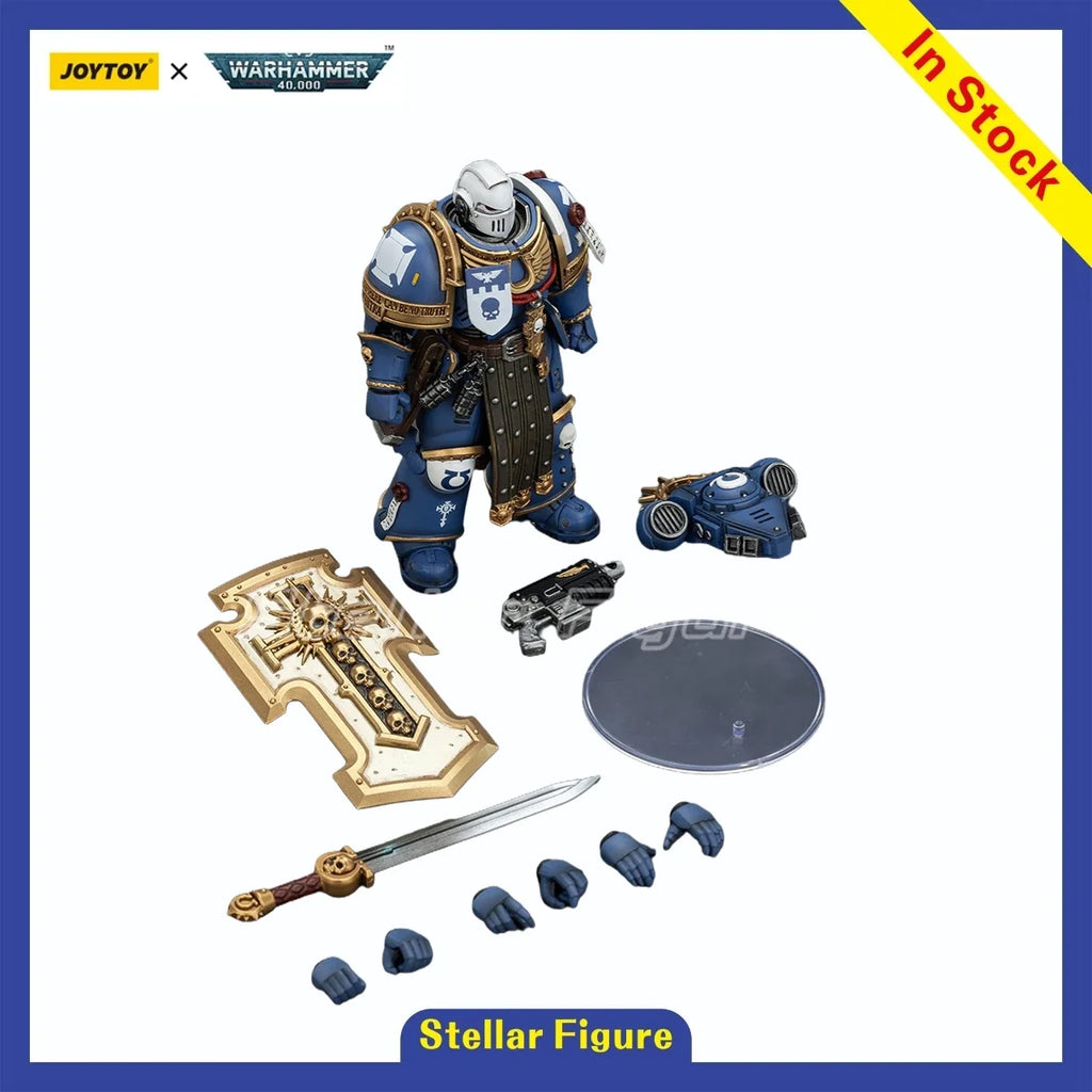 【SF】JOYTOY Warhammer 40K 1/18 Action Figure Ultramarines Torvald with Power Sword Stormshield and Bolt Pistol Model Toys Gifts