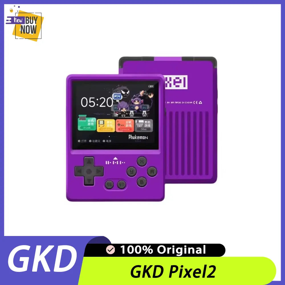 GKD Pixel2 Handheld Game Console Portable Retro Game Console 2.4" IPS Screen 640x480Ips Rk3326s Metal CNC Body Man Birthday Gift