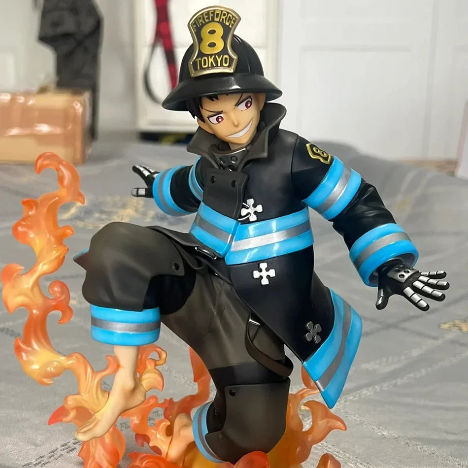 16CM Shinra Kusakabe Figure Anime Fire Force Special Effect Blood Desktop Doll Golf Model Toy Gift Collection Ornaments PVC