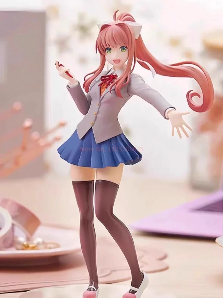 Beautiful Girl Doki Doki Literature Club Figurine Decoration Monica School Uniform Standing Pose Anime Model
