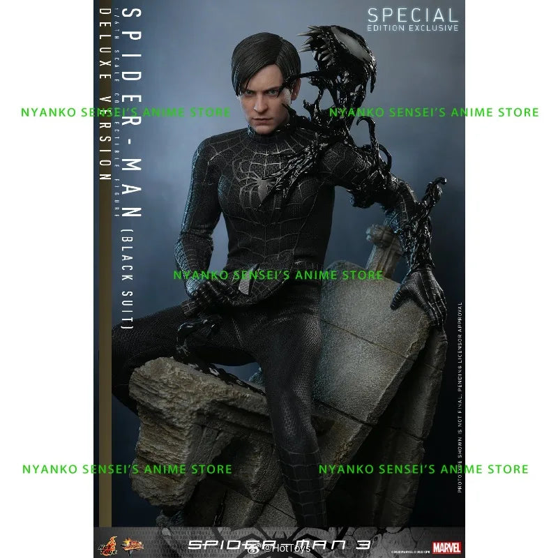 In Stock Hot Toys Spider-Man Tobey Black Suit VIP Special Edition Collectible Action Figure Anime Models Toy Doll gift