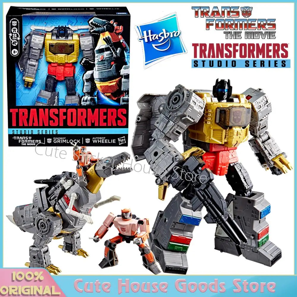 In Stock Original Hasbro Studio Series Leader Class The Transformers: The Movie Dinobot Grimlock and Autobot Wheelie Figures Toy