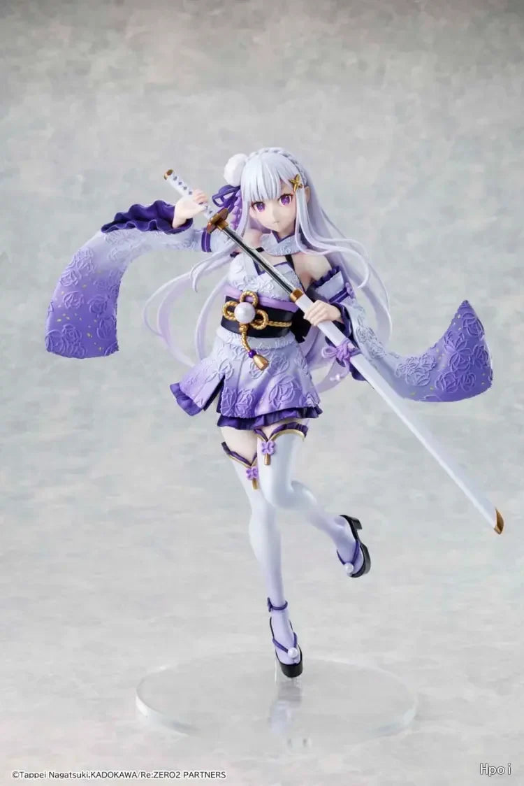 In Stock Original KADOKAWA Re: ZERO Starting Life in Another World Emilia Battle Costume Ver. 24cm Anime 1/7 Figure Doll Model