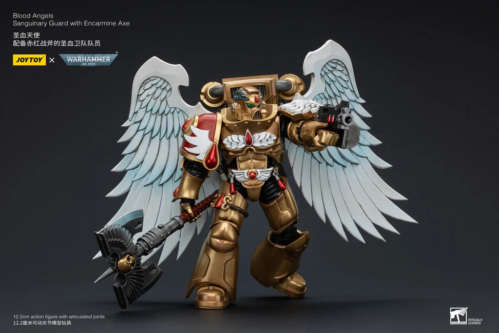 【In Stock 】JOYTOY Warhammer 40K Blood Angels Sanguinary Guard with Encarmine Axe 1/18 Action Figures Model Toys Gifts