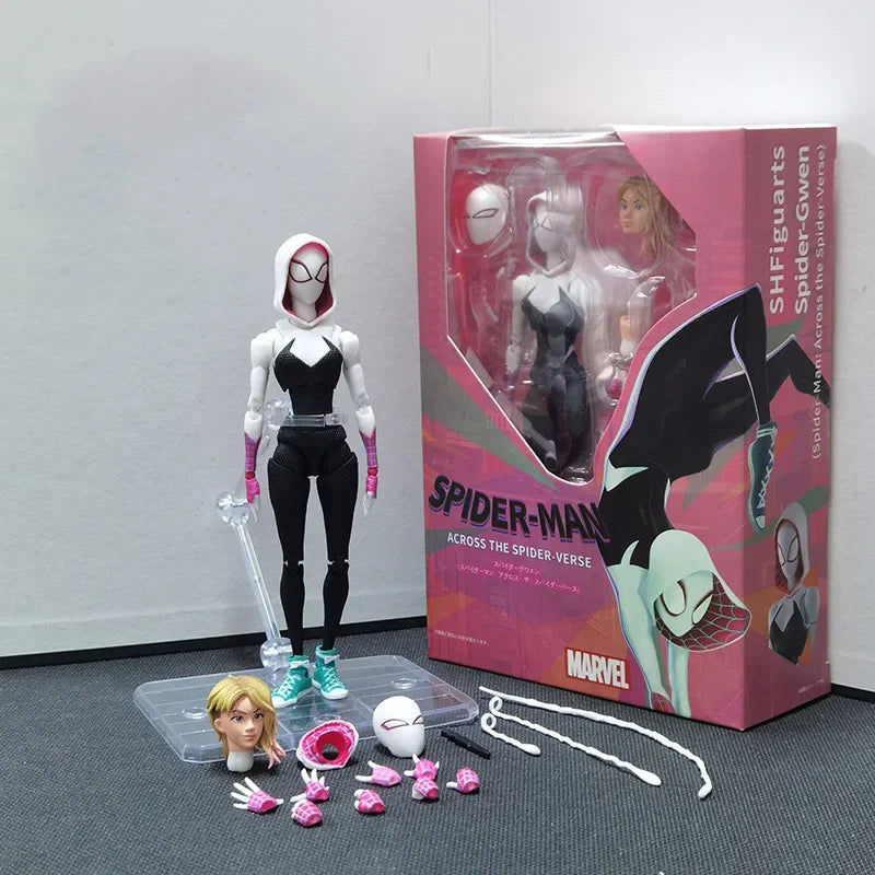 Shf Spider-man Anime Figure Miles Morales Gwen Stacy Action Figures Spiderman Across The Spider-verse Model Toys Pvc