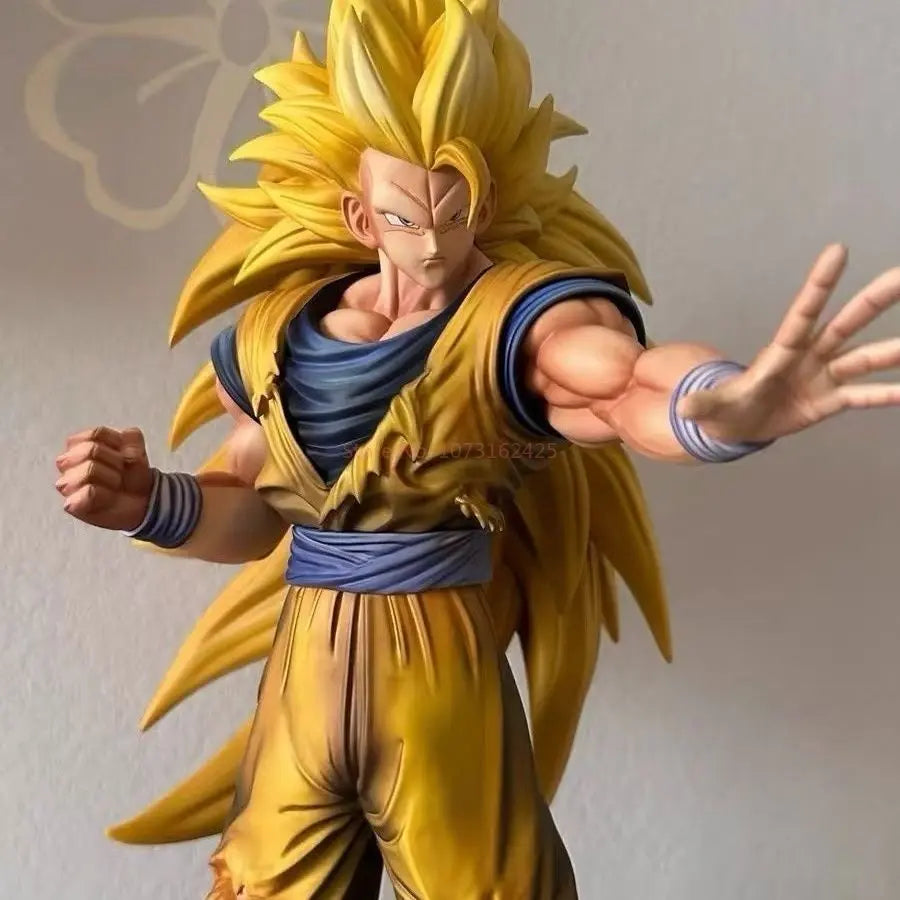 New 32CM Dragon Ball Z Super Saiyan 3 Goku Action Figure Statue Desktop Anime Figurine Decor Collectible Model Toy Children Gift