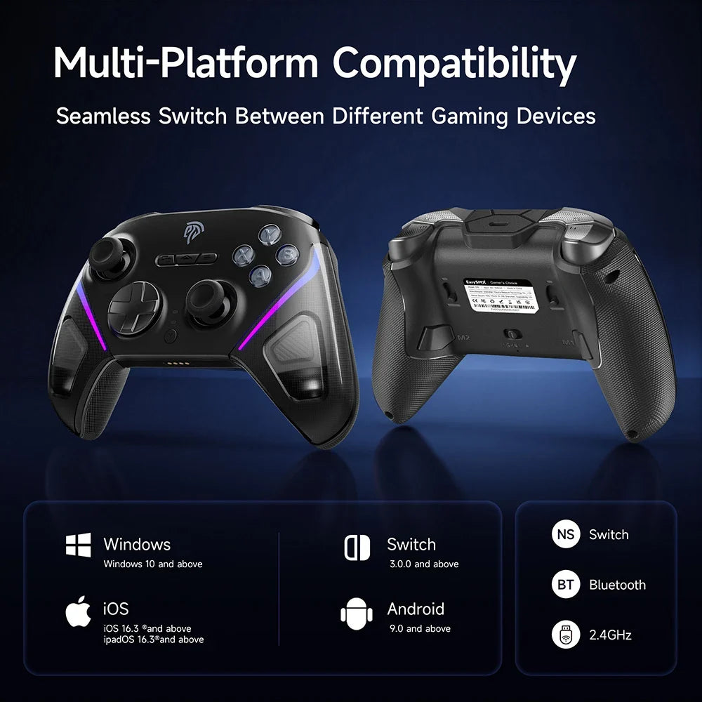 EasySMX TMR Stick Controller D10 Wireless Gamepad Compatible with PC/Switch/Steam/Phone/TV, Charging Dock, Micro Triggers