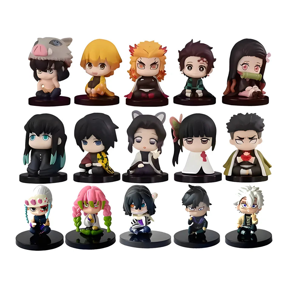 Cute Sitting pose Gashapon Figures Kamado anjirou Agatsuma Tomioka Giyuu Shinobu Kocho Uzui Tengen Collectible Toy