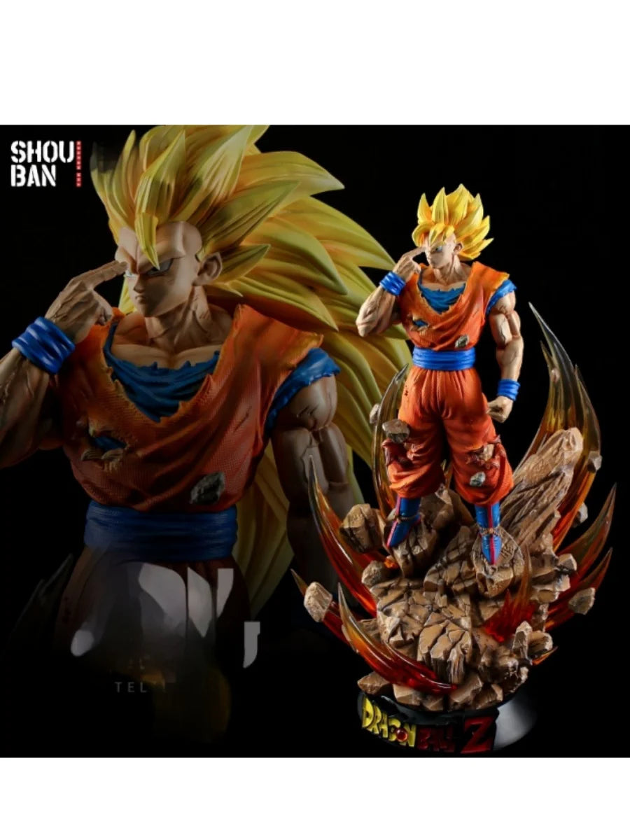 Goku Instant Transmission Super Saiyan Three Model Display Toy - Anime Figure Sculpture with Glowing Feature for Collectors