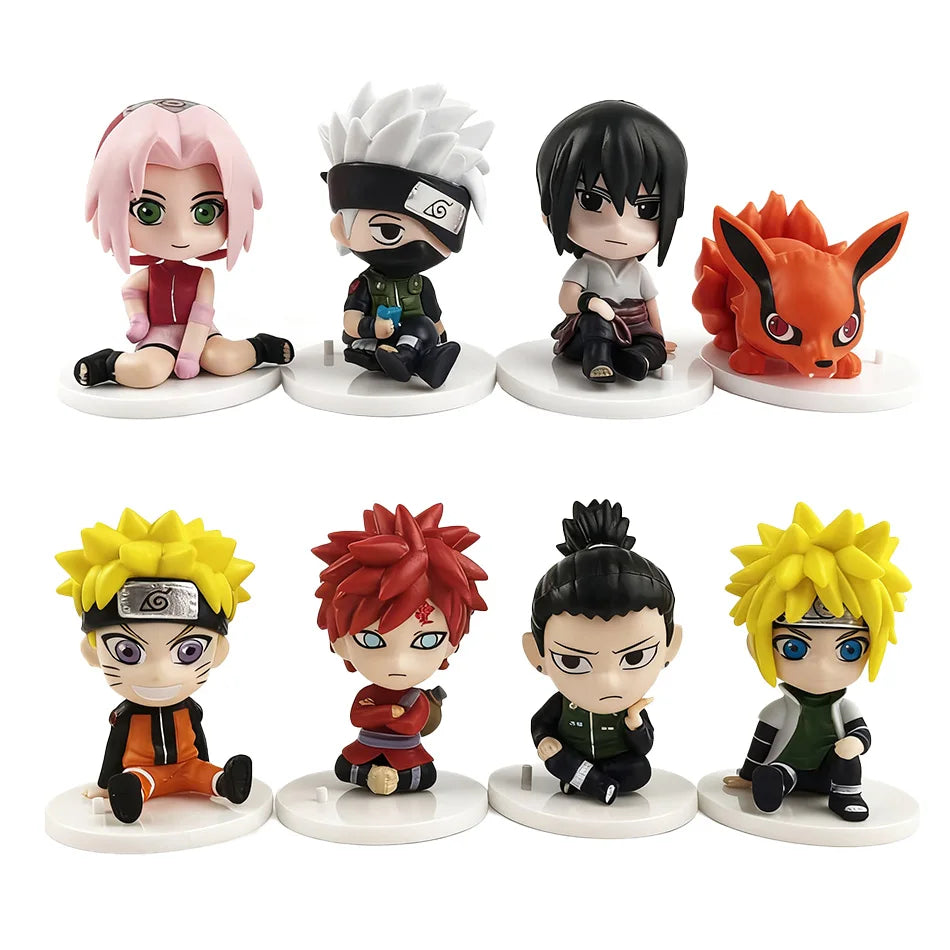 8PCS Anime Figure Naruto Shippuden Hinata Sasuke Itachi Kakashi Gaara Action Figure Q Version PVC Figures Toys Christmas Gift