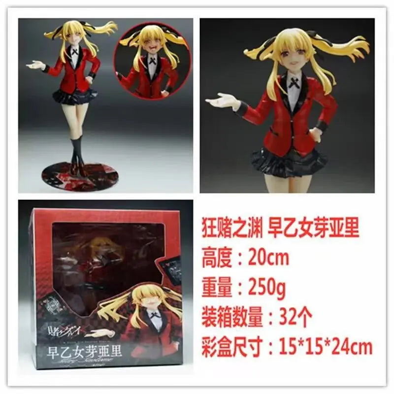 24CM Anime Kakegurui Twin Meari Saotome Figur Stehendes Modell Spielzeug Geschenk Kollektion Austauschbares Gesicht PVC Actionfigur