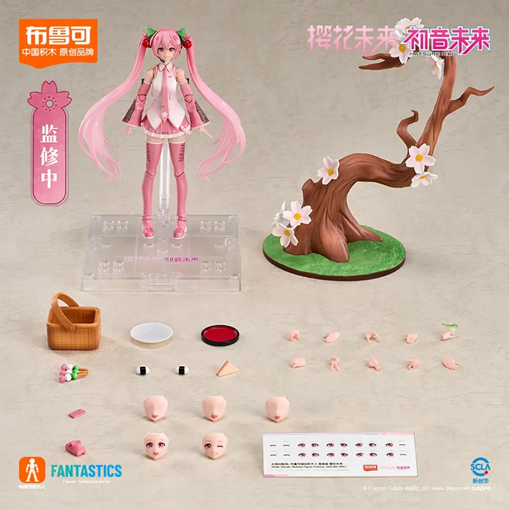 Original Blokees Hatsune Miku Cherry Blossom Future Series Action Figures Cartoon Fashion Trend Model Toys Desktop Display Gifts