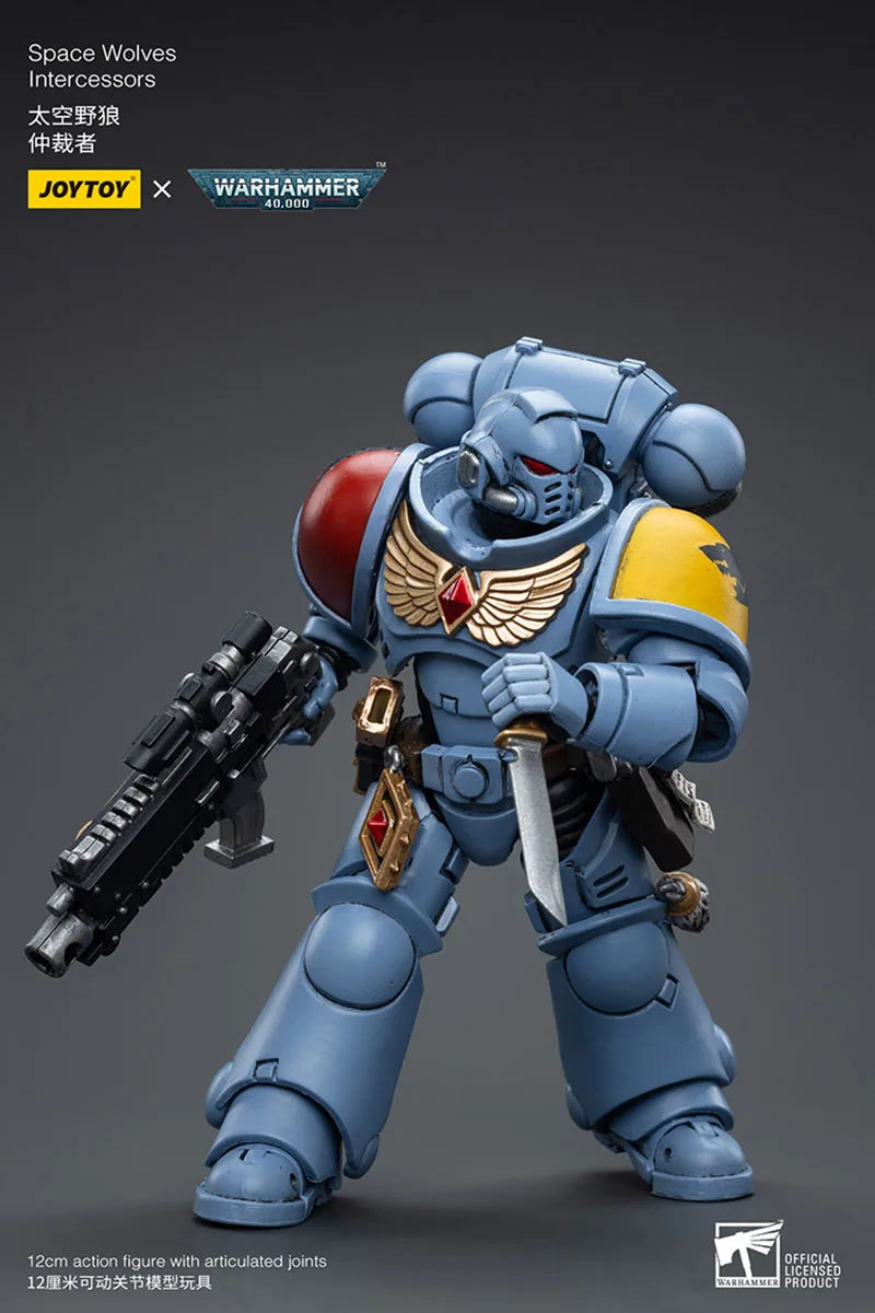 JOYTOY Warhammer 40K 1/18 Space Wolves Blood Angels Imperial Fists Ultramarines Intercessors Action Figure 12cm Soldier Model
