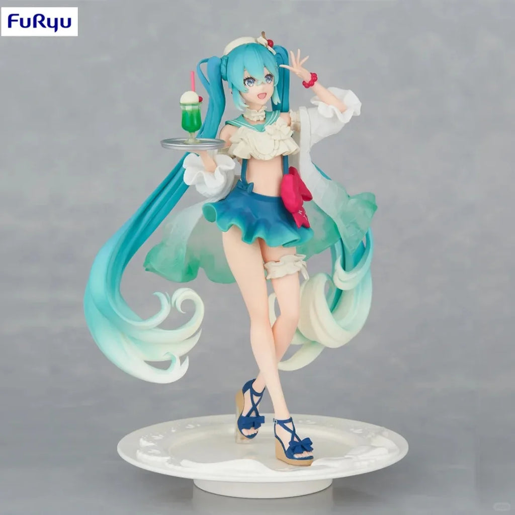 Hot New Hatsune Miku figure Soda cream dress The Props Desktop Decoration Collection PVC Model Toys Kids Gifts