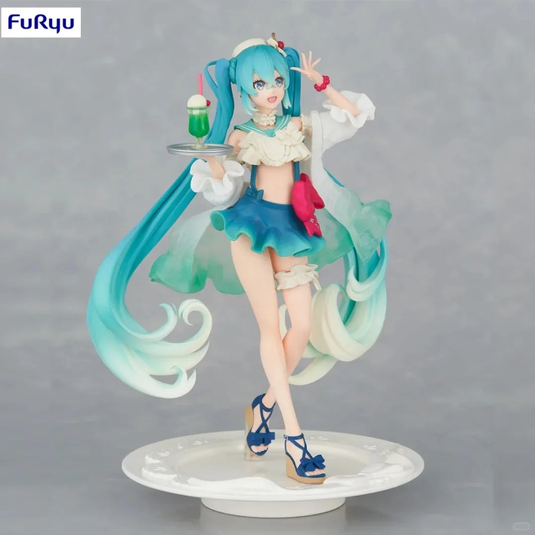 Hot New Hatsune Miku figure Soda cream dress The Props Desktop Decoration Collection PVC Model Toys Kids Gifts