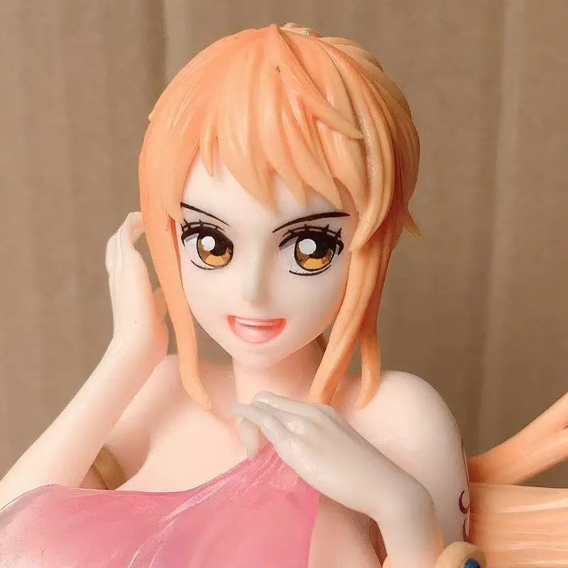 15cm One Piece Nami Bathrobe Double headed Beautiful Girl Anime Handmade Action Figures Desktop Case Decoration Ornament Gift