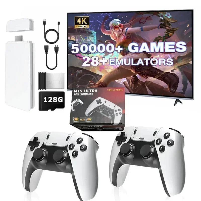 M15 Ultra Family Game Night Stick 64G/128G, 50K+ Games & 2.4G Dual Wireless SharePlay, Handheld Party Pack HD TV Ready
