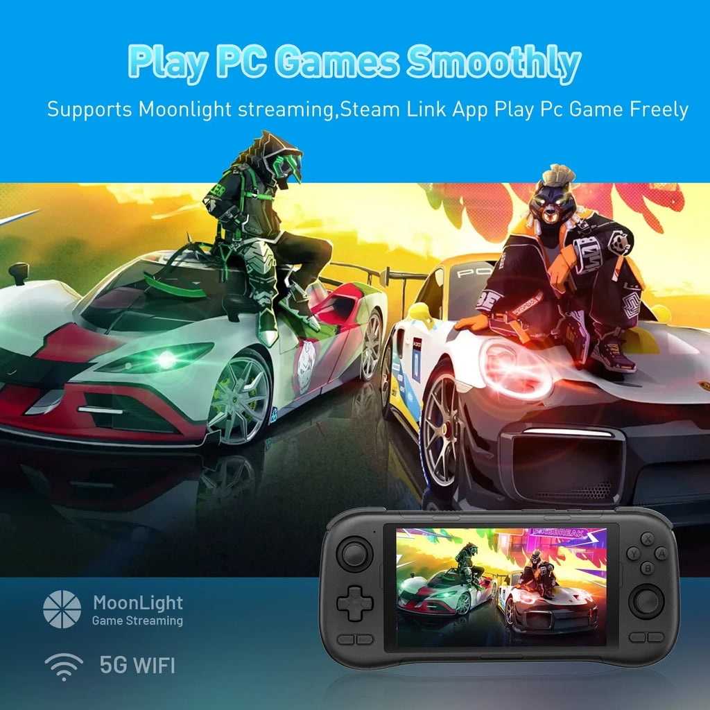 GAMINJA ANS22 Handheld Game Console 5.5-Inch HD Screen Dual Joysticks PSP & Arcade Retro Games Android OS 256GB Combined Memory