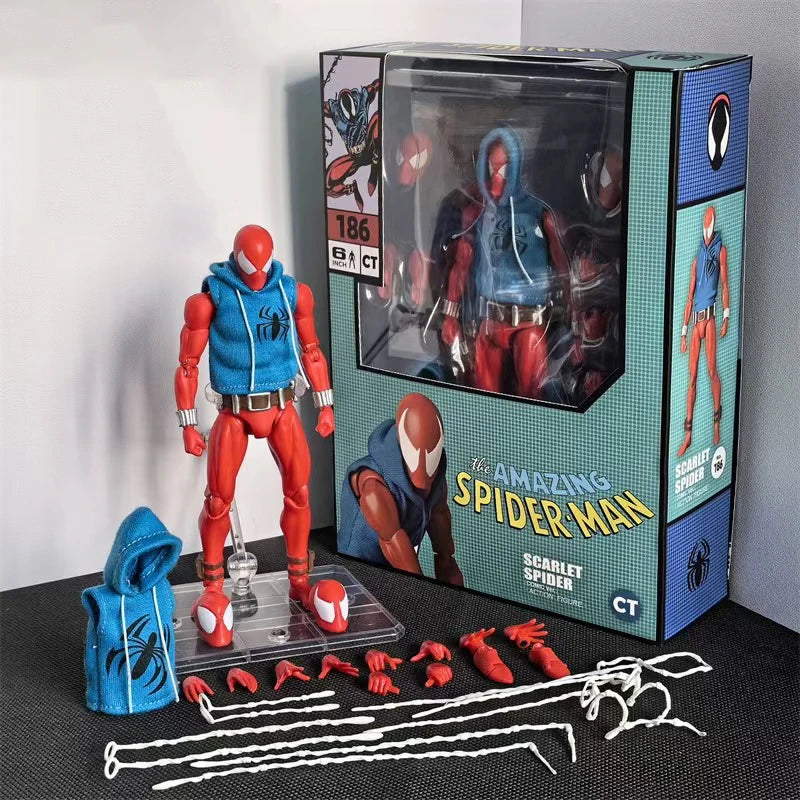 CT KO Mafex 186 Scarlet Spider Man Action Figures Mafex 190 Spider Man Movable Statues Model Doll Collectible Ornaments Gift