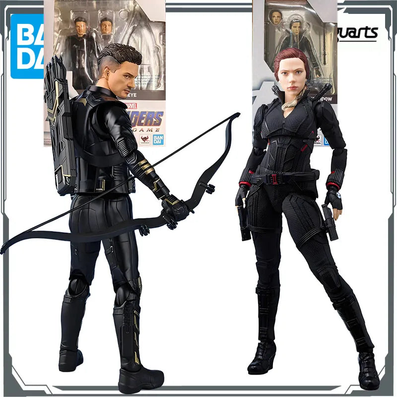 BANDAI Original S.H.Figuarts Hawkeye & Black Widow Anime Actionfiguren Spielzeug für Jungen Weihnachtsgeschenk Sammlermodell Ornamente