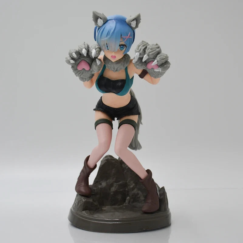 18cm Re:ZERO Starting Life in Another World Rem Anime Girl Figure Rem Monster Costume Action Figure Adult Model Doll Toys Gifts