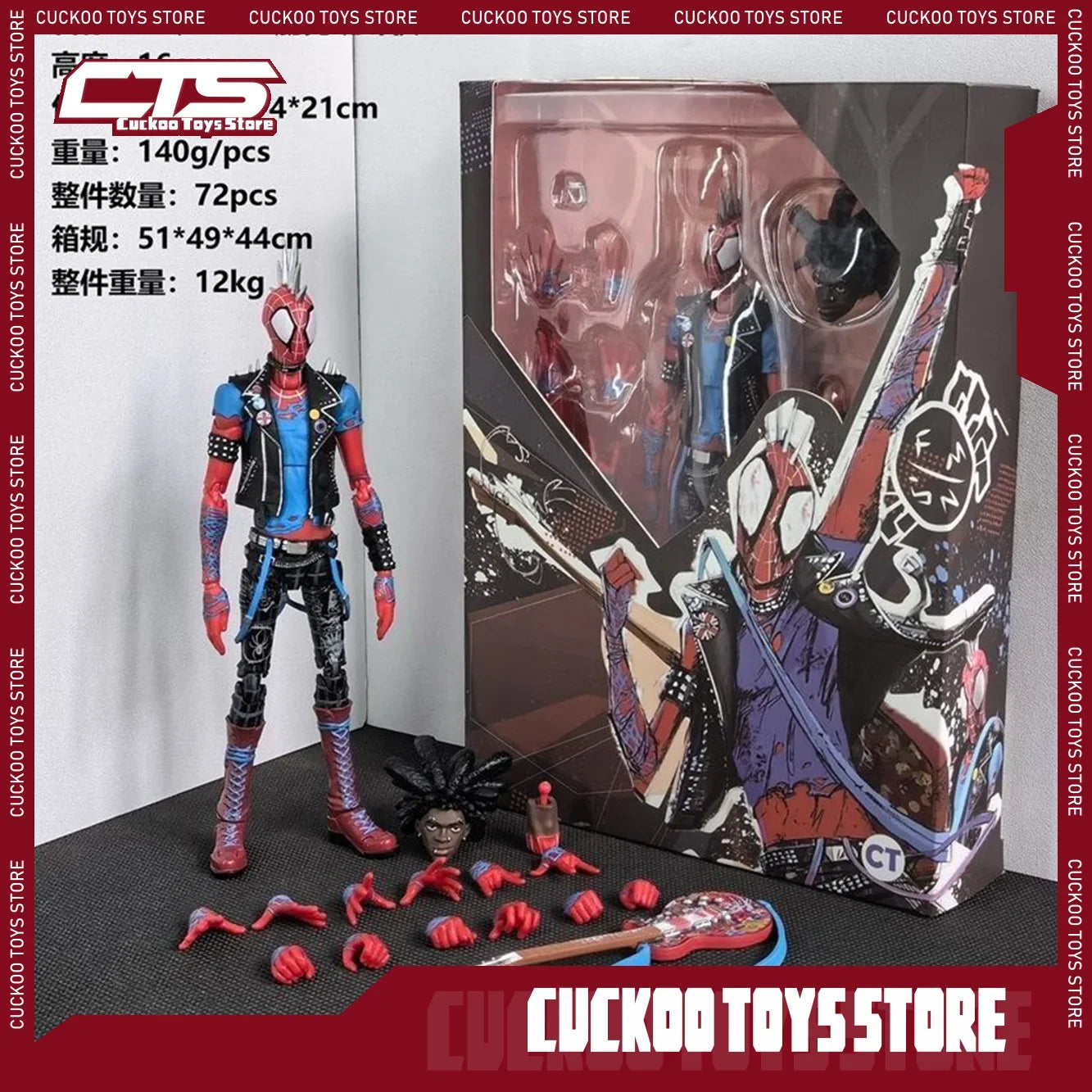 Ct Toys Spider-Punk Spiderman Action Figure Spider-Man Across The Spider-Verse Figures Shf Pvc Model Birthday Kids Gifts Toys