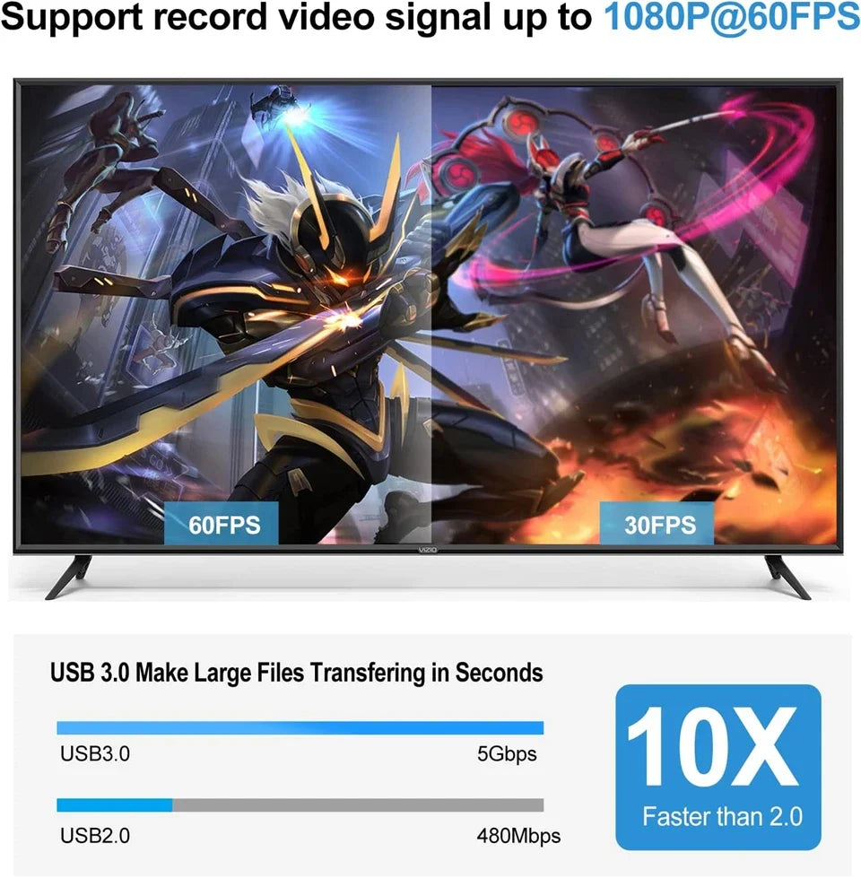 4K USB 3.0 Video Capture Card HDMI Bypass HDCP 1080P 60Hz HD Video Recorder Grabber For PS5 OBS Game Recording Live Streaming