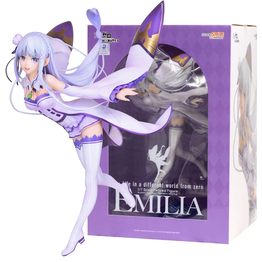 25CM Anime Re:Zero kara Hajimeru Isekai Seikatsu Emilia Figur 1/7 Stehendes Modell Spielzeug Geschenk Kollektion Actionfigur PVC