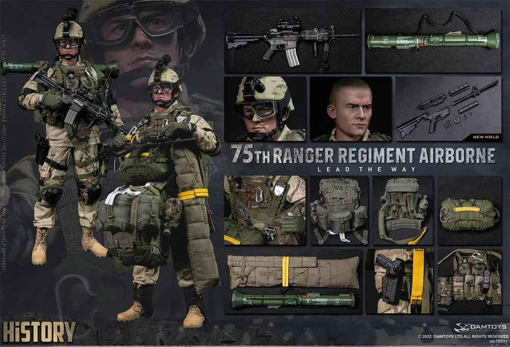 DAMTOYS DAM 78094 US.75th Ranger Armor Force Soldat Komplettset Bewegliche Actionfigur Geschenk für Fans Sammlung 1/6