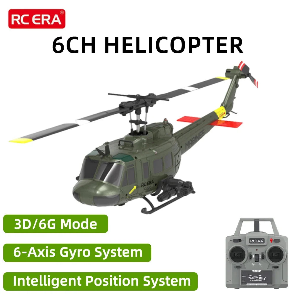 RC ERA RC Helicopter C032 1:48 Huey Helicopter UH-1 6-axis Gyro 6 Channel 3D Dual Brushless Motor Remote Control Aircraft