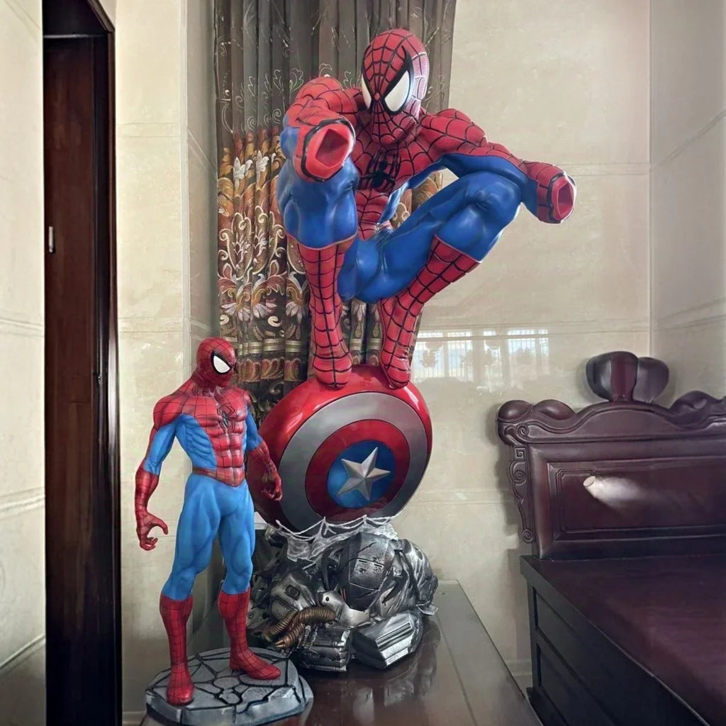 Classic Red Blue Spiderman Resin Statue Birthday Gift Friend Collectible Action Figure Toy Poseidon Design Unique Collectibles