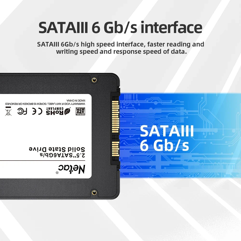 Netac SSD 2tb 128gb 256gb SSD SATA SATA3 HDD SSD Disk Hard Drive Internal Solid State Drives for Computer PC Laptop