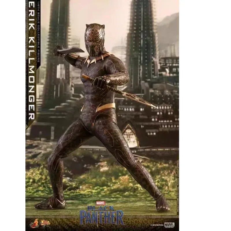 Original Hot Toys Marvel MMS471 Black Panther Killmonger Money Leopard Eri Anime Figure Model Collection Toys