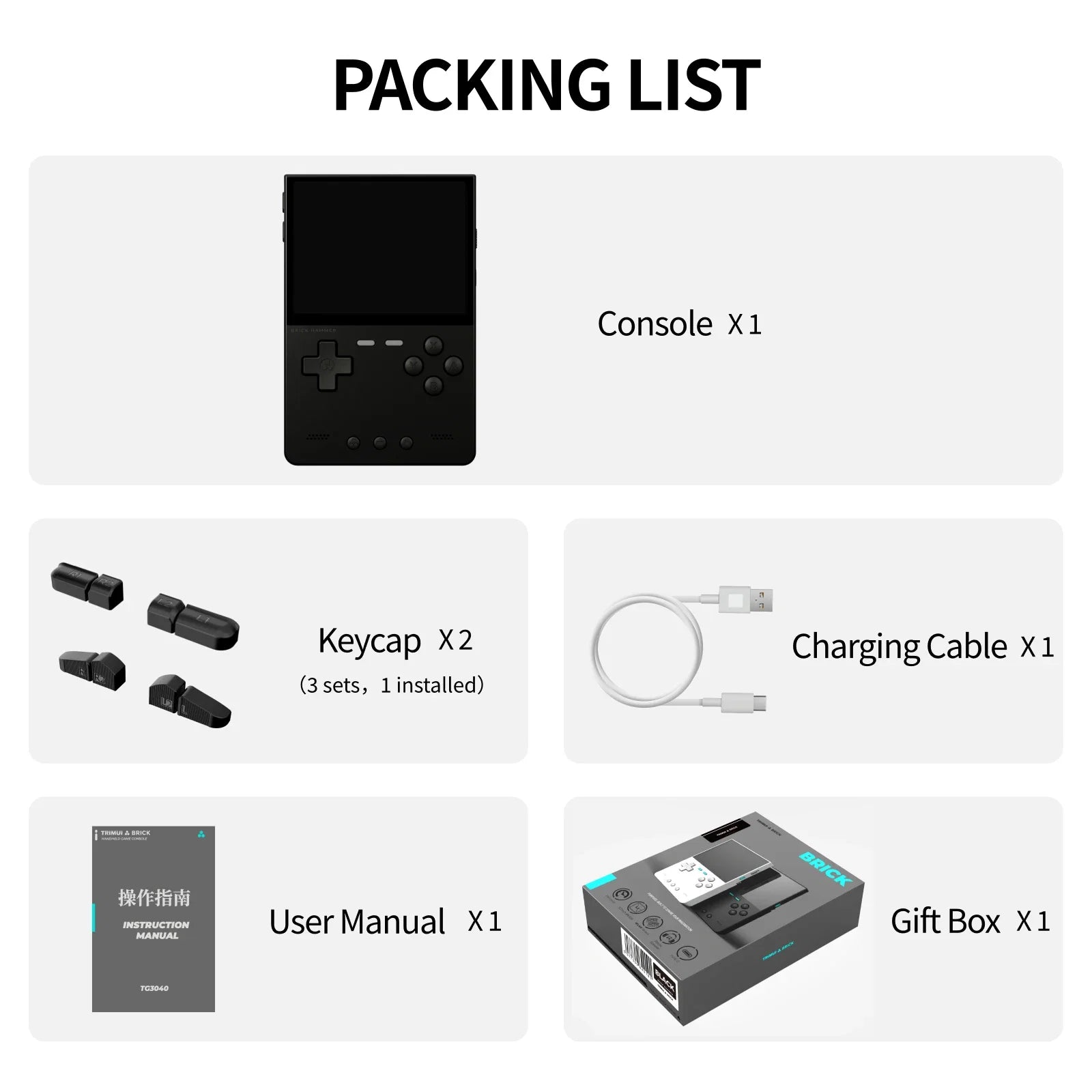 AMPOWN TRIMUI BRICK HAMMER Handheld Game Console Retro Video Games 3.2'' IPS Screen Full Metal CNC Linux System Portable Gaming