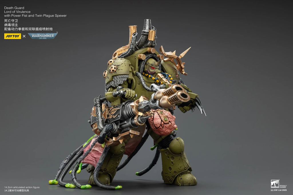 【SF】JOYTOY Warhammer 40K 1/18 Action Figure Death Guar Lord of Virulence with Power Fist and Twin Plague Spewer Model Toys Gifts