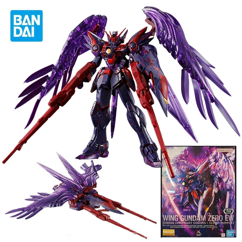 BANDAI MG 1/100 Wing Gundam Zero EW Action Figures Cross Contrast Colors Clear Purple Mobile Suit Gundam Anime Model Kit