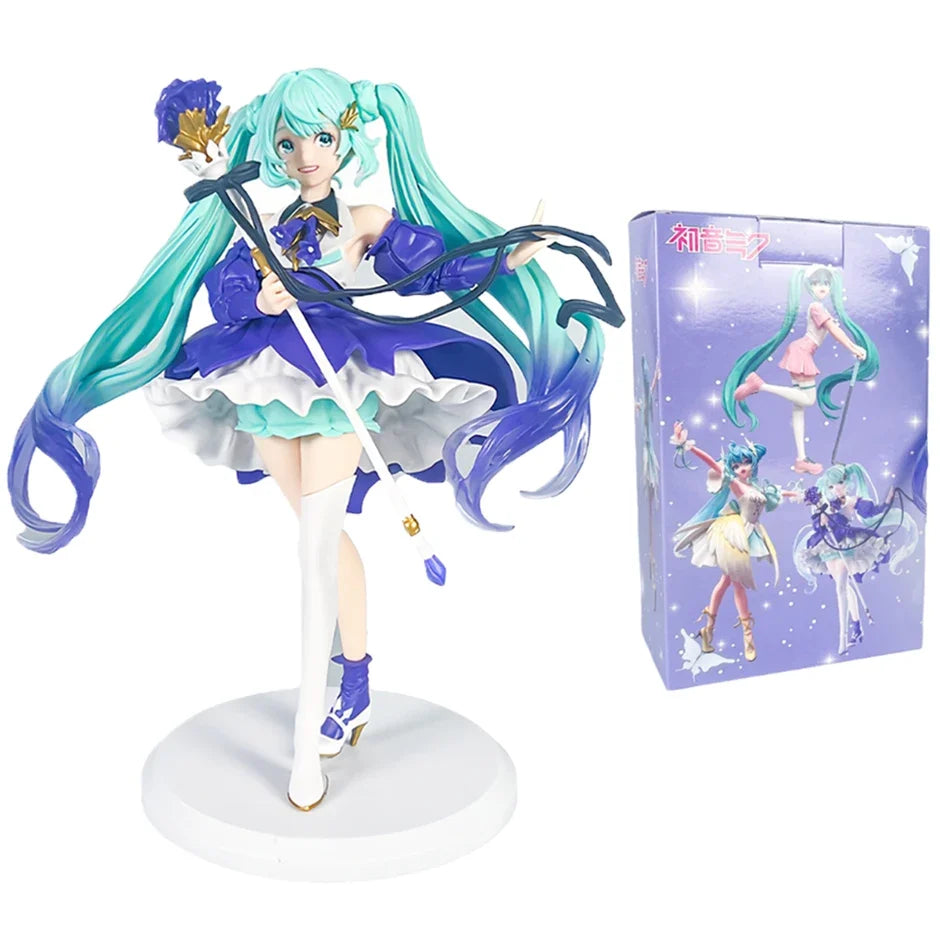 22cm Animation Anime Hatsune Miku Handmade Bauhinia Flower Hatsune Miku Handmade PVC Model Desktop Decoration Birthday Gift