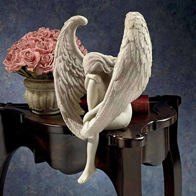 Redemption Angel Statue Creative Angel Sculpture Decoration Resin Craft Redemption Statuette Religious Garden Home Decor Gift