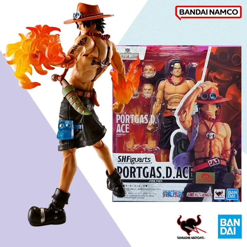 Bandai SHF S.H.Figuarts  PORTGAS.D.ACE FIRE FIST Figure Finished Model Anime Action Toy Gifts for kids  SOLDIER SET