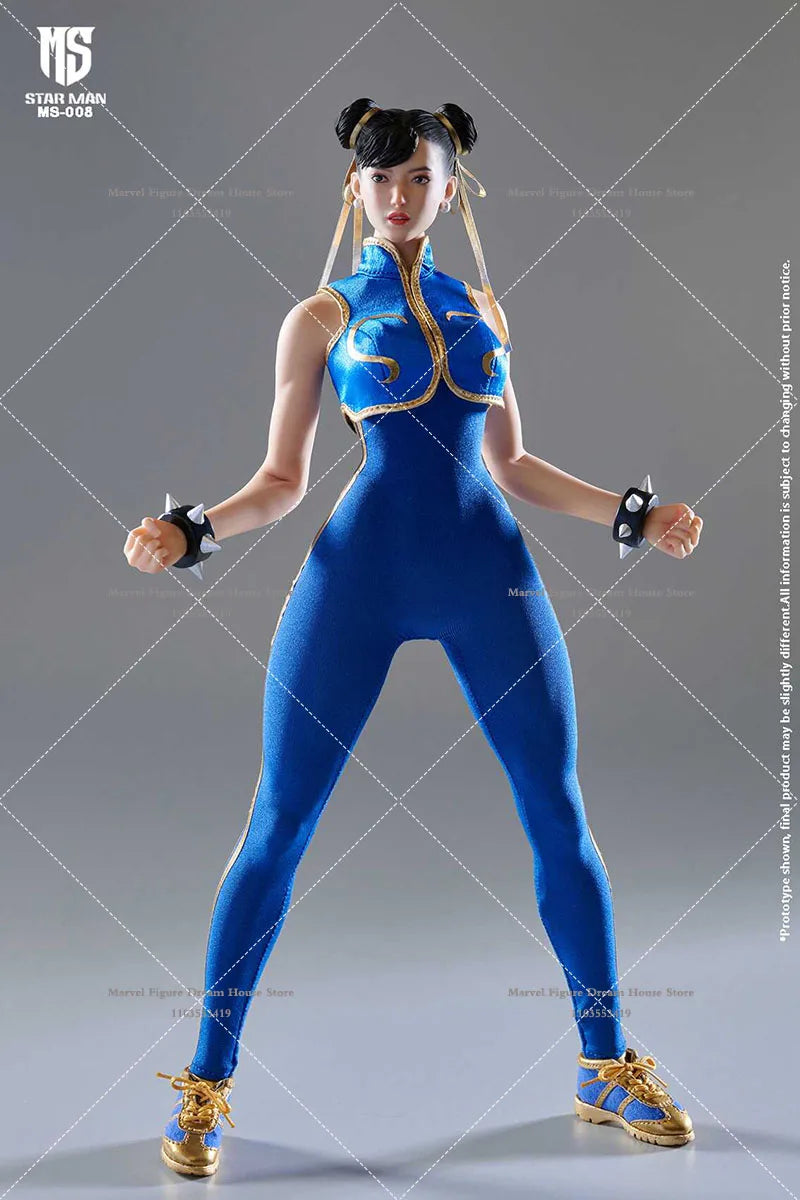 In Stock STAR MAN MS-008 1/6 Scale Blue Female Fighter Chun-Li 12Inch Action Figure Full Set Model Toys Cheongsam/Jumpsuit Ver.