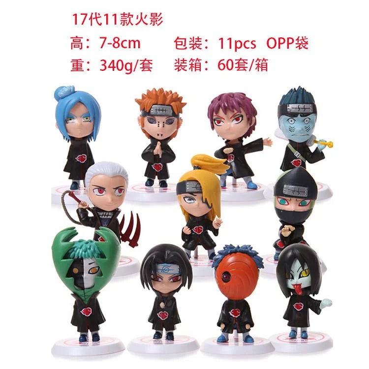 8CM Set Naruto Q Verison Figure Toys Cute Anime Mini Sasuke Kakashi Itachi Gaara Jiraiya Kawaii PVC Action Figurine Model Doll