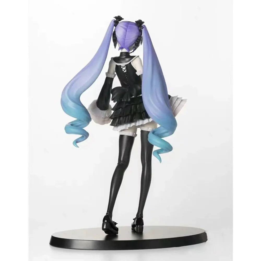 25CM Anime Hatsune Miku Figure Gothic suit standing posture cartoon model toy gift collection decoration ornaments PVC