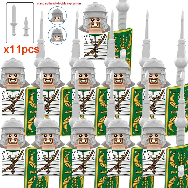 11pcs Medieval Dragon Knights Heavy armor Bricks Assemble Action Figures accessories Model