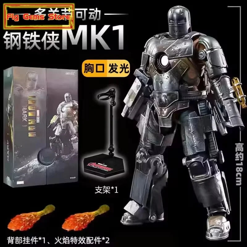 Marvel War Machine MK1 bis MK43 bewegliches Modell leuchtend Iron Man Hulkbuster Rüstung Whiplash Titan King Neujahrs-Geburtstagsgeschenk
