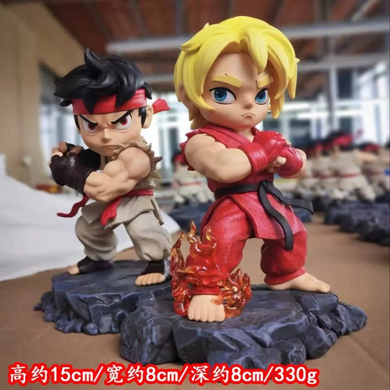 15cm Ken Ryu Q-Version Anime Figure Cute Desktop Ornament Trendy Art Collectible Exquisite Action Figurine Toy Christmas Gift
